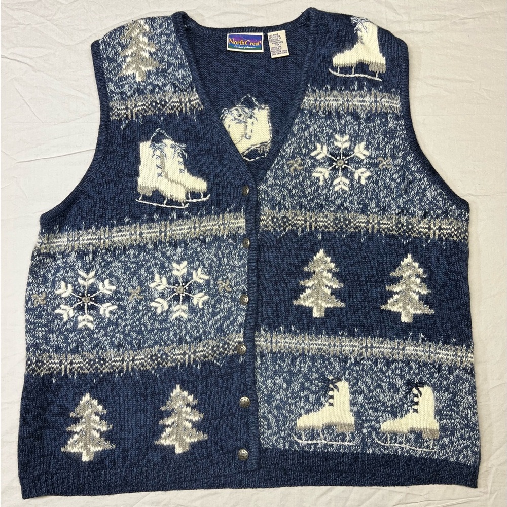 Northcrest Blue and Cream Knit Vest
